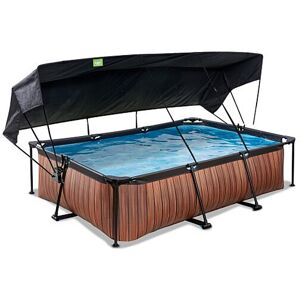 EXIT TOYS EXIT Wood pool 10ft x 6.6ft x 25.6in with filter pump and canopy - brown EXIT TOYS EXIT Wood pool 10ft x 6.6ft x 25.6in with filter pump and canopy - brown