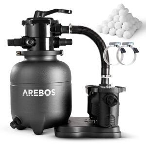 AREBOS Sand Filter System 350W for Pools 9500 L/h Pump with 600 g Filter Bal AREBOS Sand Filter System 350W for Pools 9500 L/h Pump with 600 g Filter Bal