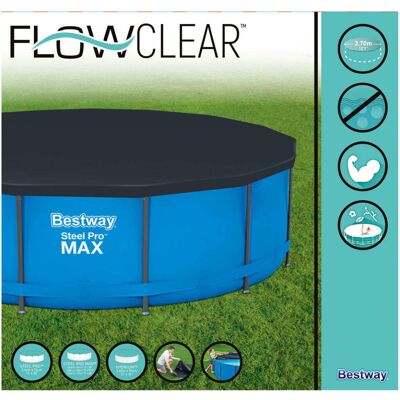 Bestway Flowclear 366 cm Round Above Ground Pool Cover – Anthracite, Drains Wate Bestway Flowclear 366 cm Round Above Ground Pool Cover – Anthracite, Drains Wate