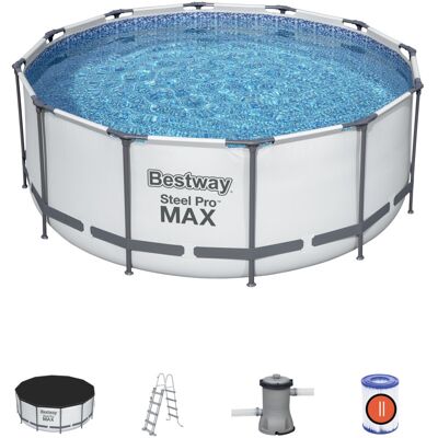 Bestway 12ft x 48inch Deep Swimming Pool Steel Pro Max Above Ground Bestway 12ft x 48inch Deep Swimming Pool Steel Pro Max Above Ground