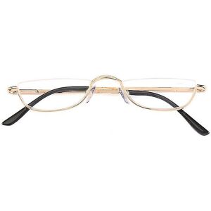 Unbranded (Gold, 2.00 strength) Reading Glasses Metal Spring Hinges Half Moon Semi Rimless Unbranded (Gold, 2.00 strength) Reading Glasses Metal Spring Hinges Half Moon Semi Rimless