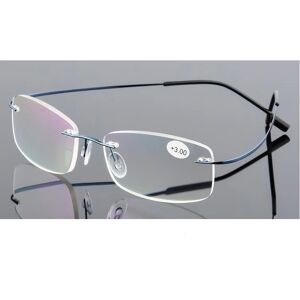 Unbranded (+4.00, Blue) Mens Rimless Reading Glasses Metal Readers Rectangle +1.0 TO +4.0 Unbranded (+4.00, Blue) Mens Rimless Reading Glasses Metal Readers Rectangle +1.0 TO +4.0