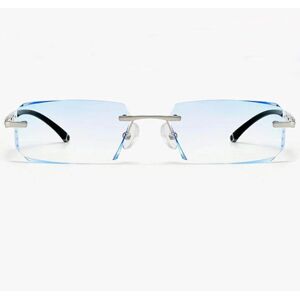 Unbranded (Silver, +4.00 strength) Men Rimless Blue Light Blocking Reading Glasses Classic Unbranded (Silver, +4.00 strength) Men Rimless Blue Light Blocking Reading Glasses Classic