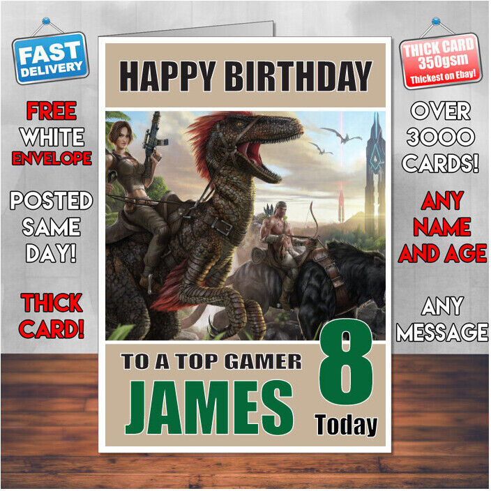 Personalised Birthday Cards Ark Survival Evolve Bm1 Personalised Birthday Card