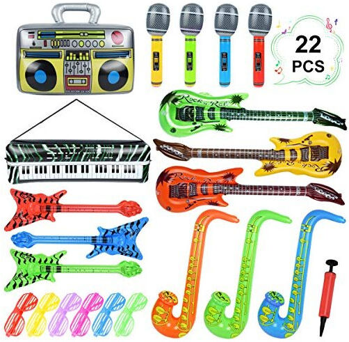 Bheddi Inflatable Instruments Set 22Pcs, Inflatable Guitar for Kids, Fun Musical Instru