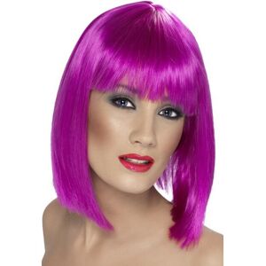 Smiffys Short Neon Purple Ladies Blunt Glam Wig With Fringe - wig glam short neon fancy Smiffys Short Neon Purple Ladies Blunt Glam Wig With Fringe - wig glam short neon fancy