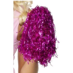 Smiffys Smiffy's Pom Poms Metallic Pair - Pink - Fancy Dress Costume Cheerleader School Smiffys Smiffy's Pom Poms Metallic Pair - Pink - Fancy Dress Costume Cheerleader School