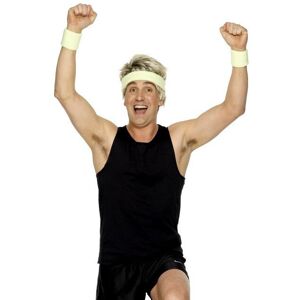 Yellow Men's 80's Headband & Wristband - sweatbands fancy dress smiffys costume Yellow Men's 80's Headband & Wristband - sweatbands fancy dress smiffys costume