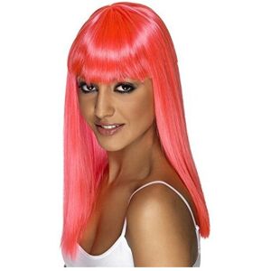 Smiffys Adult's Neon Pink Glamour Wig - Ladies Glamourama Long Fancy Dress Straight - w Smiffys Adult's Neon Pink Glamour Wig - Ladies Glamourama Long Fancy Dress Straight - w