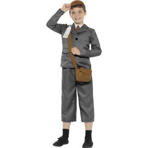 Smiffys WW2 Evacuee Boy Costume, Grey, with Jacket, Trousers, Mock Shirt, Bag, Hat & Nam Smiffys WW2 Evacuee Boy Costume, Grey, with Jacket, Trousers, Mock Shirt, Bag, Hat & Nam
