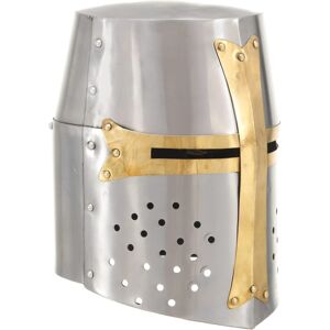 vidaXL Medieval Crusader Knight Helmet LARP Replica Silver Steel Armour Weapon vidaXL Medieval Crusader Knight Helmet LARP Replica Silver Steel Armour Weapon