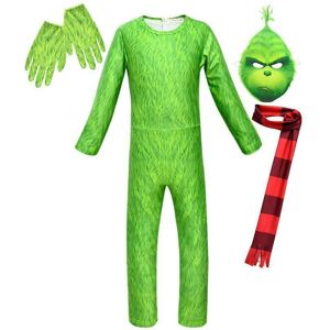 Unbranded (Green, 5 - 7 Years) 4Pcs Kids Boys The Grinch Jumpsuit Mask Cosplay Costume Fan Unbranded (Green, 5 - 7 Years) 4Pcs Kids Boys The Grinch Jumpsuit Mask Cosplay Costume Fan