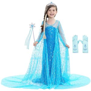 (Crown + Sceptre + Wig + Gloves, 2-3 Years) AmzBarley Girls Elsa Costume Dress K (Crown + Sceptre + Wig + Gloves, 2-3 Years) AmzBarley Girls Elsa Costume Dress K