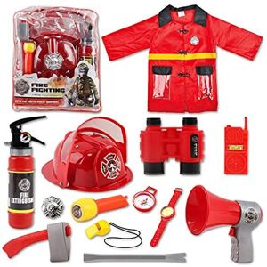 Unbranded deAO Washable Fireman Costume Set with 13 Fire Fighter Toy Accessories, Storage Unbranded deAO Washable Fireman Costume Set with 13 Fire Fighter Toy Accessories, Storage