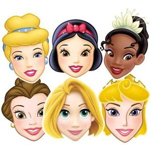 Disney Princess Card Fancy Dress Mask Set Of 6 (Aurora, Tiana, Belle, Snow White Disney Princess Card Fancy Dress Mask Set Of 6 (Aurora, Tiana, Belle, Snow White