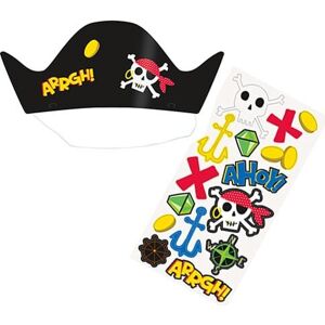 Unique Ahoy Pirate Customisable Party Hats - Pack of 8 (78421) with Elastic Band & Pers Unique Ahoy Pirate Customisable Party Hats - Pack of 8 (78421) with Elastic Band & Pers