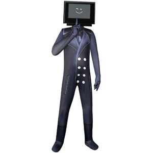 FLEMYE (140/8-9 Years, E Jumpsuit+Mask) Kids Skibidi Toilet TV Man Horror Game Costume FLEMYE (140/8-9 Years, E Jumpsuit+Mask) Kids Skibidi Toilet TV Man Horror Game Costume
