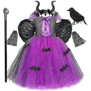 Unbranded (10-12Y, 3PCS Bat set A) Girls Halloween Cosplay Vampire Costume Children Carniv Unbranded (10-12Y, 3PCS Bat set A) Girls Halloween Cosplay Vampire Costume Children Carniv