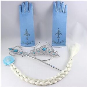Unbranded Kids Girls Frozen Elsa Anna Queen Cosplay Set Hair Braid Wand Crown Gloves Outfi Unbranded Kids Girls Frozen Elsa Anna Queen Cosplay Set Hair Braid Wand Crown Gloves Outfi