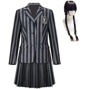 Unbranded (Without wig, Child L) Wednesday Addams Cosplay Costume Set Nevermore Academy Sc Unbranded (Without wig, Child L) Wednesday Addams Cosplay Costume Set Nevermore Academy Sc