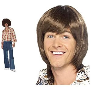 Smiffys 1970s Retro Costume, Blue, M - Size 38"-40" & 70's Heartthrob Wig - Brown Smiffys 1970s Retro Costume, Blue, M - Size 38"-40" & 70's Heartthrob Wig - Brown