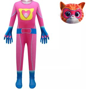XYLFLY (Rose red Jumpsuit+Mask, 110/4-5Years) Kids SuperKitties Cat Cosplay Costume Jum XYLFLY (Rose red Jumpsuit+Mask, 110/4-5Years) Kids SuperKitties Cat Cosplay Costume Jum