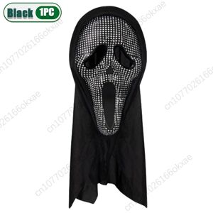 Unbranded (Black-1PC) 4PC HC Screaming Ghost Face Mask with Diamonds COS Masquerade Costum Unbranded (Black-1PC) 4PC HC Screaming Ghost Face Mask with Diamonds COS Masquerade Costum