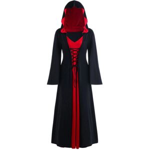 Unbranded (Black Red, L) Halloween Lady Witch Hooded Loose Skirt V Neck Long Sleeves Perfo Unbranded (Black Red, L) Halloween Lady Witch Hooded Loose Skirt V Neck Long Sleeves Perfo