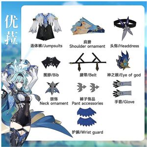 Unbranded (Clothes, XL) Eula Lawrence Cosplay Genshin Impact Costume Wig Uniform Wave Flow Unbranded (Clothes, XL) Eula Lawrence Cosplay Genshin Impact Costume Wig Uniform Wave Flow