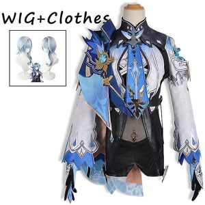 Unbranded (Clothes Wig, M) Eula Lawrence Cosplay Genshin Impact Costume Wig Uniform Wave F Unbranded (Clothes Wig, M) Eula Lawrence Cosplay Genshin Impact Costume Wig Uniform Wave F