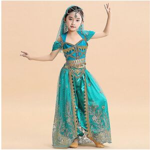 Unbranded (Blue 5 piece set, L) Princess Jasmine Cosplay For Girls Indian Belly Dance Cost Unbranded (Blue 5 piece set, L) Princess Jasmine Cosplay For Girls Indian Belly Dance Cost
