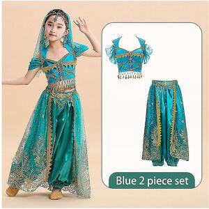 Unbranded (Blue 2 piece set, XL) Princess Jasmine Cosplay For Girls Indian Belly Dance Cos Unbranded (Blue 2 piece set, XL) Princess Jasmine Cosplay For Girls Indian Belly Dance Cos