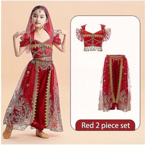 Unbranded (Red 2 piece set, XL) Princess Jasmine Cosplay For Girls Indian Belly Dance Cost Unbranded (Red 2 piece set, XL) Princess Jasmine Cosplay For Girls Indian Belly Dance Cost