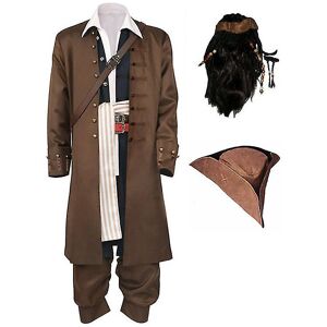 Unbranded (XXL, T1) Cosdaddy Captain Jack Sparrow Cosplay Costume Coat Jacket Adult Hat Wi Unbranded (XXL, T1) Cosdaddy Captain Jack Sparrow Cosplay Costume Coat Jacket Adult Hat Wi
