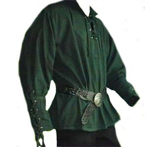 Unbranded (2XL, Green) Men Medieval Renaissance Viking Pirate Costume Long Sleeve Tops Shi Unbranded (2XL, Green) Men Medieval Renaissance Viking Pirate Costume Long Sleeve Tops Shi