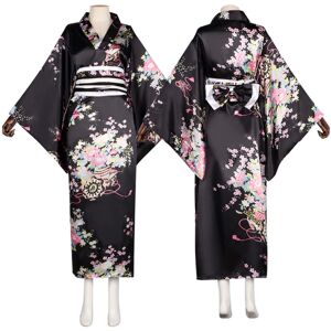 Unbranded (Black, XXL) Traditional Japanese Kimono Cosplay Costume Women's Yukata Set for Unbranded (Black, XXL) Traditional Japanese Kimono Cosplay Costume Women's Yukata Set for