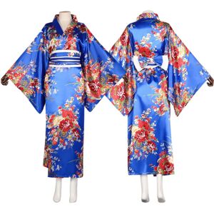 Unbranded (Blue, S) Traditional Japanese Kimono Cosplay Costume Women's Yukata Set for Ani Unbranded (Blue, S) Traditional Japanese Kimono Cosplay Costume Women's Yukata Set for Ani