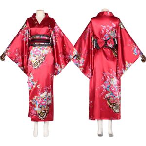 Unbranded (Red, L) Traditional Japanese Kimono Cosplay Costume Women's Yukata Set for Anim Unbranded (Red, L) Traditional Japanese Kimono Cosplay Costume Women's Yukata Set for Anim