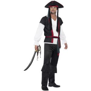 (S R, Black) Smiffys Mens Aye Aye Pirate Captain Costume Set (S R, Black) Smiffys Mens Aye Aye Pirate Captain Costume Set
