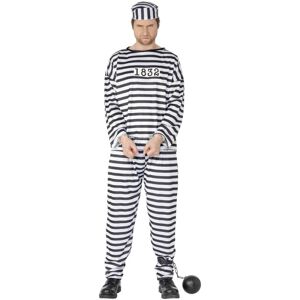 (L, White) Smiffys Mens Convict Costume (L, White) Smiffys Mens Convict Costume