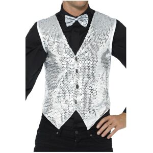(XL, Silver) Smiffys Unisex Adult Sequin Costume Vest (XL, Silver) Smiffys Unisex Adult Sequin Costume Vest