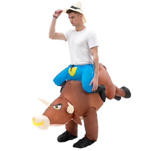Kopinma Adult Inflatable Bull Costume Ride on Cow OX Suit Blow Up Clothing for Halloween Kopinma Adult Inflatable Bull Costume Ride on Cow OX Suit Blow Up Clothing for Halloween