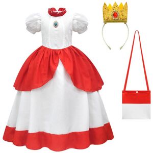 Unbranded (Fit Height 150cm/59.06in) Mario Super Princess Peach Cosplay Costume Kids Dress Unbranded (Fit Height 150cm/59.06in) Mario Super Princess Peach Cosplay Costume Kids Dress