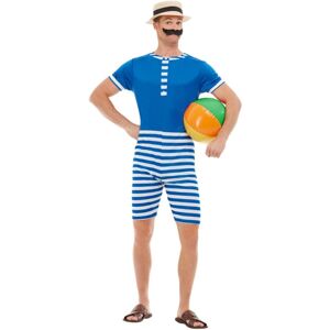 (XL, White/Blue) Smiffys Mens 20s Bathing Suit Costume Set (XL, White/Blue) Smiffys Mens 20s Bathing Suit Costume Set
