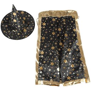Unbranded (As show, One size) Little Girl Witch Wizard Cloak Hat Set Shiny Star Pattern Su Unbranded (As show, One size) Little Girl Witch Wizard Cloak Hat Set Shiny Star Pattern Su