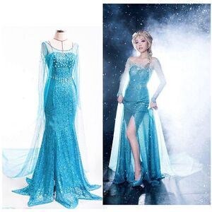 Unbranded (M) Elsa Frozen Adult Snow Queen Cosplay Princess Halloween Party Costume Dress Unbranded (M) Elsa Frozen Adult Snow Queen Cosplay Princess Halloween Party Costume Dress