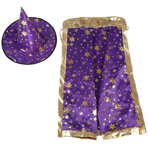 Unbranded (As show, One size) Little Girl Witch Wizard Cloak Hat Set Shiny Star Pattern Su Unbranded (As show, One size) Little Girl Witch Wizard Cloak Hat Set Shiny Star Pattern Su