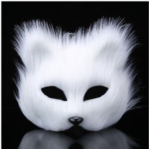 Maxpower (Long-white) Furry Fox Masks Half Face Eye Mask Cosplay Props Halloween Christma Maxpower (Long-white) Furry Fox Masks Half Face Eye Mask Cosplay Props Halloween Christma
