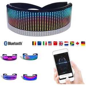 Maxpower (Glasses B) Halloween LED Neon Glowing Mask RGB Full Color Face Changing Luminou Maxpower (Glasses B) Halloween LED Neon Glowing Mask RGB Full Color Face Changing Luminou