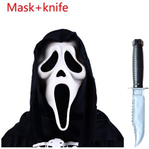 Maxpower (Mask and knife) Adult Scream Costume With Latex Mask Halloween Cosplay Horror G Maxpower (Mask and knife) Adult Scream Costume With Latex Mask Halloween Cosplay Horror G